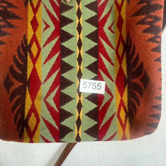 Vintage Handmade 12"X 12" Red Orange Southwestern Wool Boho Hippie Tote Bag - Picture 16 of 16